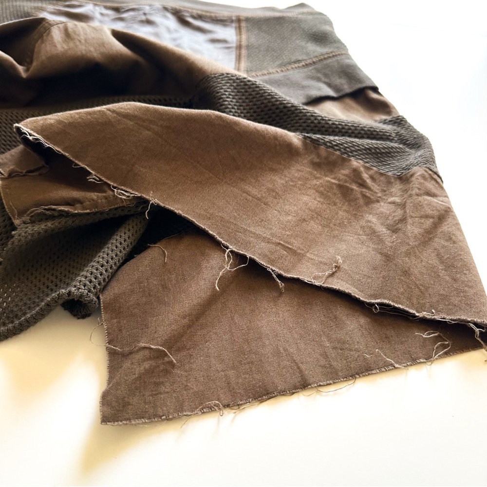 Vintage Plein Sud Rare Asymmetrical Multi Fabric & Texture Brown Skirt F40 /8 US - Picture 16 of 16